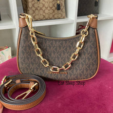 Load image into Gallery viewer, MICHAEL KORS CORA MINI ZIP POUCHETTE SIGNATURE IN BROWN
