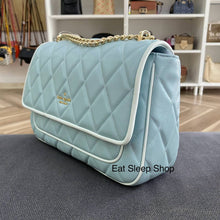Load image into Gallery viewer, KATE SPADE CAREY COLORBLOCK MEDIUM FLAP EDGE QUILTED IN WILD SAGE
