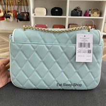 Load image into Gallery viewer, KATE SPADE CAREY COLORBLOCK MEDIUM FLAP EDGE QUILTED IN WILD SAGE
