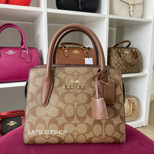 Load image into Gallery viewer, COACH ANDREA CARRYALL IN SIGNATURE CANVAS CP083 GOLD/KHAKI SADDLE 2
