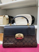 Load image into Gallery viewer, COACH ELIZA TOP HANDLE IN SIGNATURE CANVAS CP007 GOLD/BROWN BLACK
