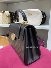 Load image into Gallery viewer, COACH ELIZA TOP HANDLE IN SIGNATURE CANVAS CP007 GOLD/BROWN BLACK
