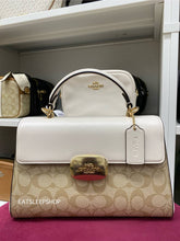 Load image into Gallery viewer, COACH ELIZA TOP HANDLE IN SIGNATURE CANVAS CP007 GOLD/LIGHT KHAKI CHALK
