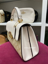 Load image into Gallery viewer, COACH ELIZA TOP HANDLE IN SIGNATURE CANVAS CP007 GOLD/LIGHT KHAKI CHALK
