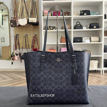 Load image into Gallery viewer, COACH MOLLIE TOTE SIGNATURE CANVAS 1665 IN SV//DENIM/MIDNIGHT NAVY
