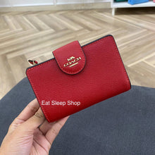 Load image into Gallery viewer, COACH MEDIUM CORNER ZIP WALLET 6390 IN ELECTRIC RED
