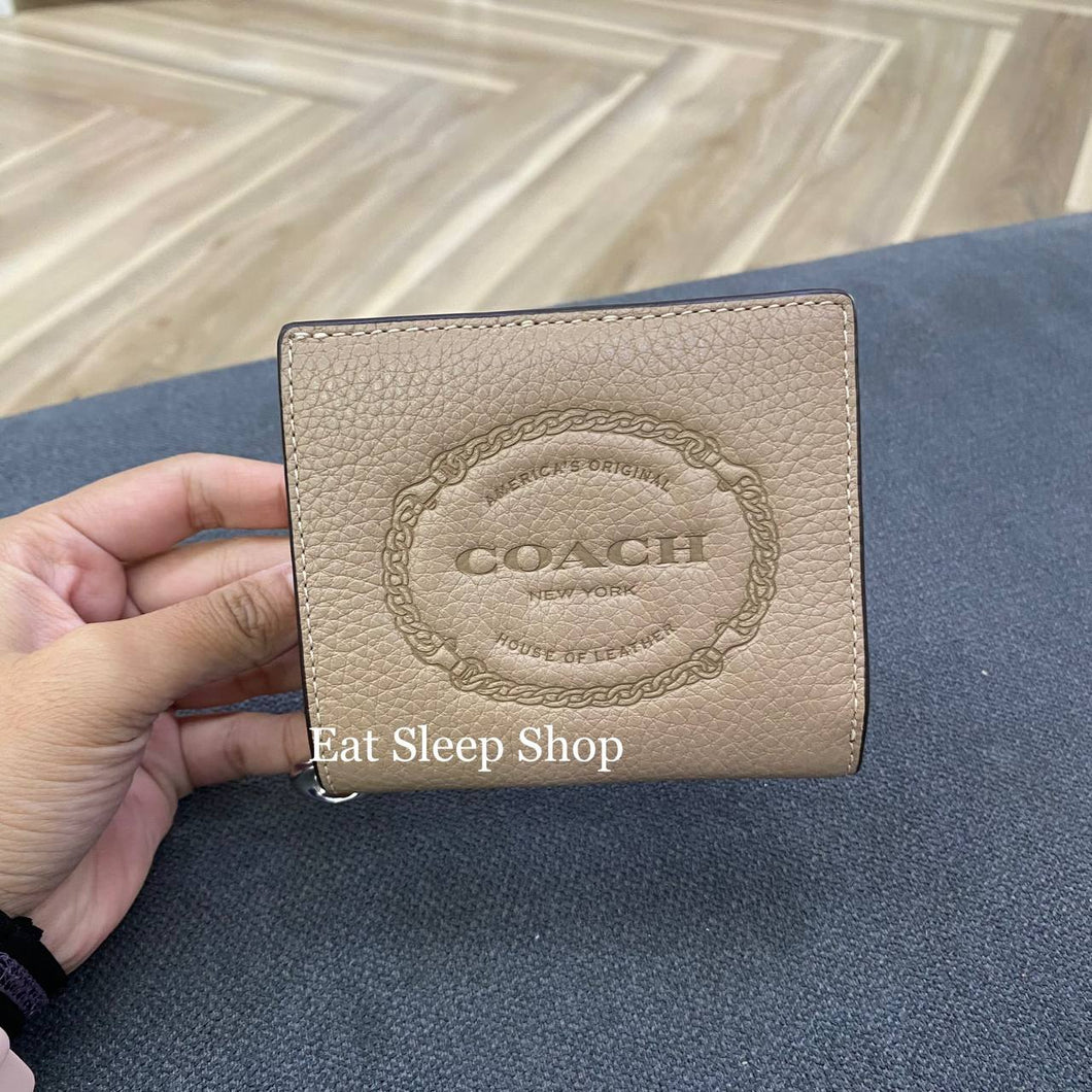 COACH SNAP WALLET WITH COACH HERITAGE CM216 IN TAUPE