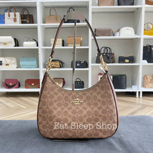 Load image into Gallery viewer, COACH TERI HOBO BAG IN SIGNATURE CANVAS CV940 GOLD/TAN/BROWN
