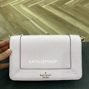 KATE SPADE LENA SMALL FLAP CROSSBODY in SHIMMER PINK