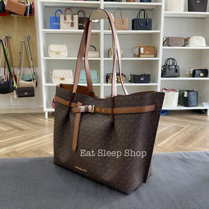 MICHAEL KORS EMILIA LARGE EW TOTE IN SIGNATURE BROWN