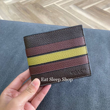 Load image into Gallery viewer, COACH COMPACT ID 3IN1 WITH STRIPE WALLET IN MAHOGANY MULTI CM164
