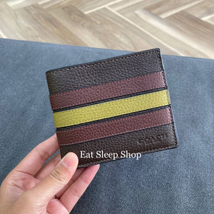COACH COMPACT ID 3IN1 WITH STRIPE WALLET IN MAHOGANY MULTI CM164