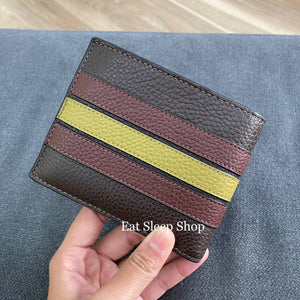 COACH COMPACT ID 3IN1 WITH STRIPE WALLET IN MAHOGANY MULTI CM164