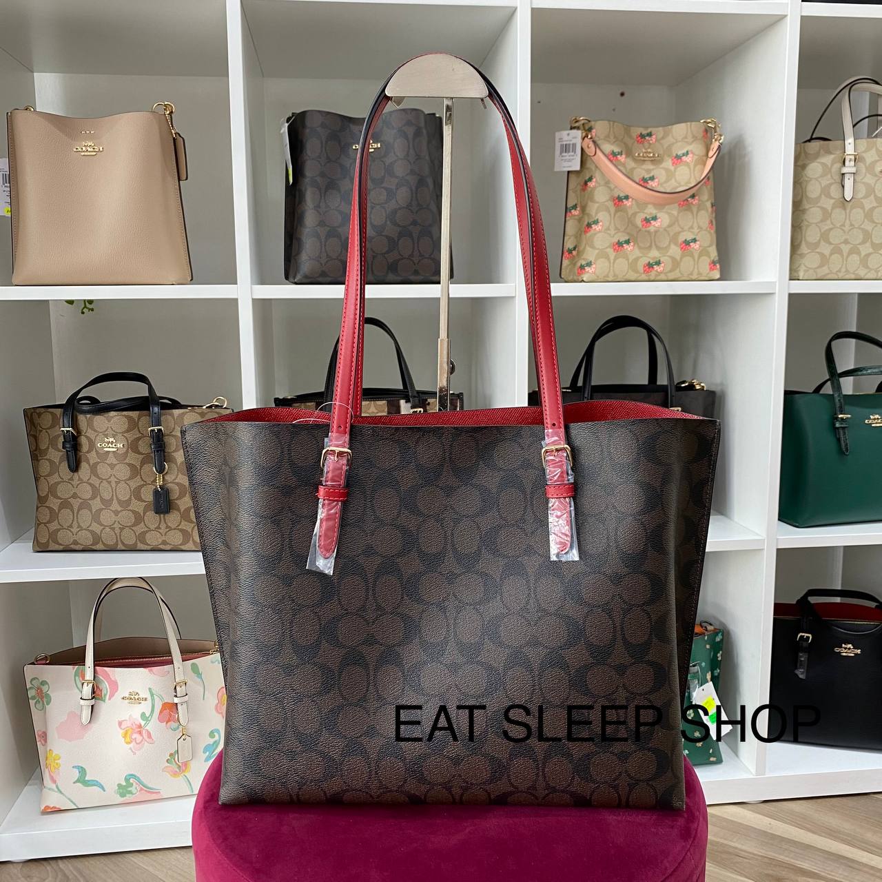 COACH MOLLIE TOTE IN SIGNATURE CANVAS 1665 IM BROWN 1941 RED