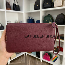 Load image into Gallery viewer, COACH DOUBLE ZIP WALLET IN COLORBLOCK C7368 IM/WATERMELON/WINE
