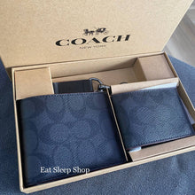 Load image into Gallery viewer, COACH BOXED 3 IN 1 WALLET GIFT SET IN SIGNATURE CANVAS BLACK/OXBLOOD 41346
