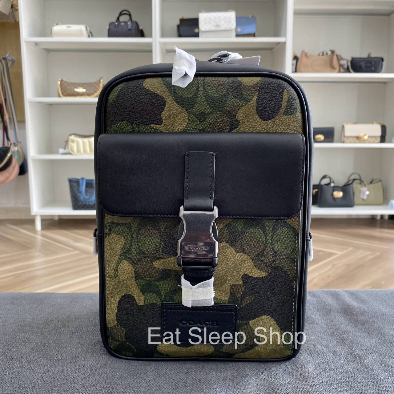 coach camouflage backpack men green multi COACH TRACK PACK IN SIGNATURE CANVAS WITH CAMO PRINT CL944 IN GUNMETAL/GREEN MULTI