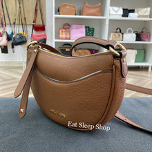 Load image into Gallery viewer, MICHAEL KORS DOVER SMALL HALF MOON CROSSBODY LEATHER IN LUGGAGE

