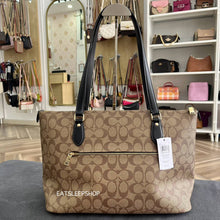 Load image into Gallery viewer, COACH GALLERY TOTE IN SIGNATURE CANVAS CH504 GOLD/KHAKI/BLACK
