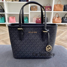 Load image into Gallery viewer, MICHAEL KORS JET SET TRAVEL XS CARRYALL CONVERTIBLE TOP ZIP TOTE IN SIGNATURE BLACK
