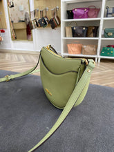 Load image into Gallery viewer, MICHAEL KORS DOVER SMALL HALF MOON CROSSBODY LEATHER IN LIGHT SAGE
