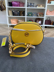 MICHAEL KORS JET SET GLAM SMALL FRONT POCKET OVAL CROSSBODY IN DAFFODIL