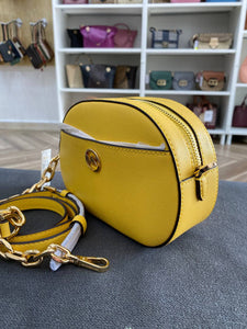 MICHAEL KORS JET SET GLAM SMALL FRONT POCKET OVAL CROSSBODY IN DAFFODIL