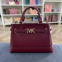 Load image into Gallery viewer, MICHAEL KORS REED CENTER ZIP SMALL SATCHEL IN DARK CHERRY
