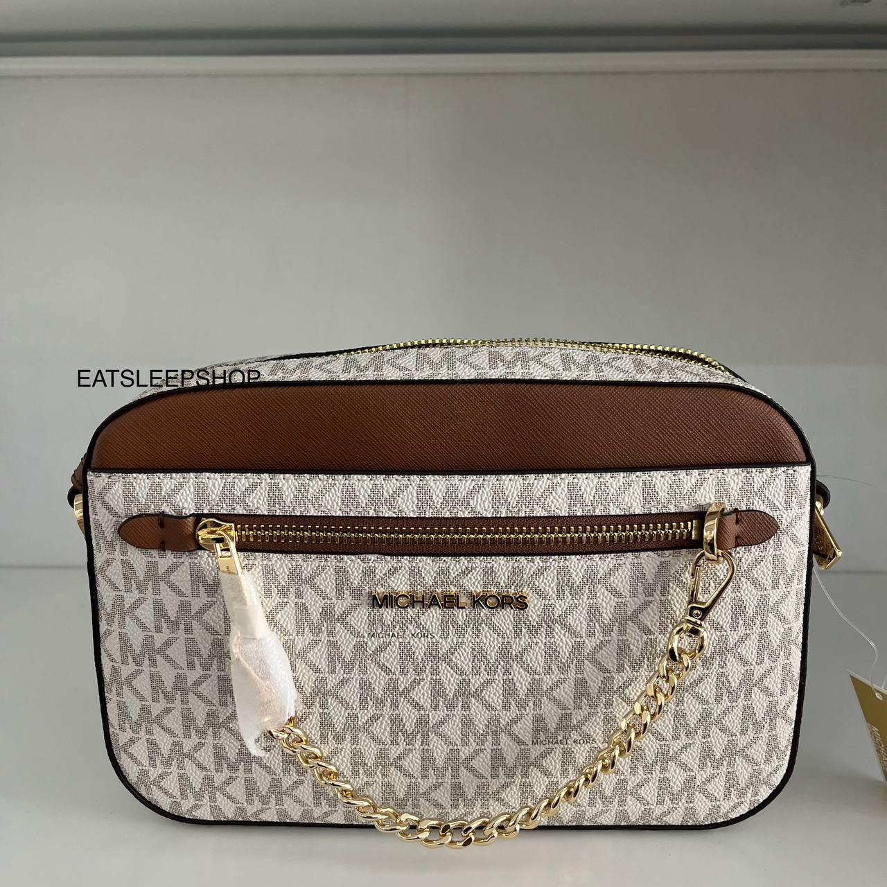 Michael Kors Jet Set Item Signature Large Crossbody Vanilla