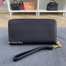 Load image into Gallery viewer, COACH CROSSGRAIN LONG ZIP AROUND WALLET C3441 IN BLACK
