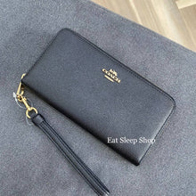 Load image into Gallery viewer, COACH CROSSGRAIN LONG ZIP AROUND WALLET C3441 IN BLACK
