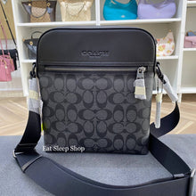 Load image into Gallery viewer, COACH HOUSTON FLIGHT BAG IN SIGNATURE CANVAS 4010 QB/CHARCOAL/BLACK

