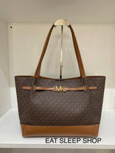 Load image into Gallery viewer, MICHAEL KORS REED LARGE BELTED TOTE IN SIGNATURE BROWN
