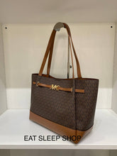 Load image into Gallery viewer, MICHAEL KORS REED LARGE BELTED TOTE IN SIGNATURE BROWN
