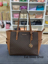 Load image into Gallery viewer, MICHAEL KORS GILLY LARGE DRAWSTRING TRAVEL TOTE IN SIGNATURE BROWN

