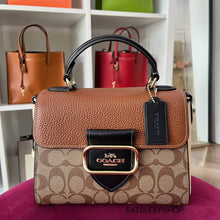 Load image into Gallery viewer, COACH MORGAN TOP HANDLE SATCHEL IN COLORBLOCK SIGNATURE CE569 IN GOLD/KHAKI MULTI
