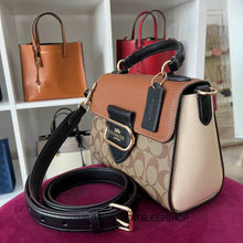 Load image into Gallery viewer, COACH MORGAN TOP HANDLE SATCHEL IN COLORBLOCK SIGNATURE CE569 IN GOLD/KHAKI MULTI
