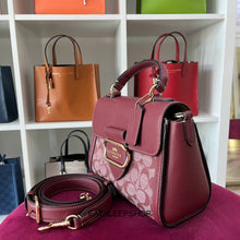 Load image into Gallery viewer, COACH MORGAN TOP HANDLE SATCHEL SIGNATURE CHAMBRAY CH142 IN WINE MULTI
