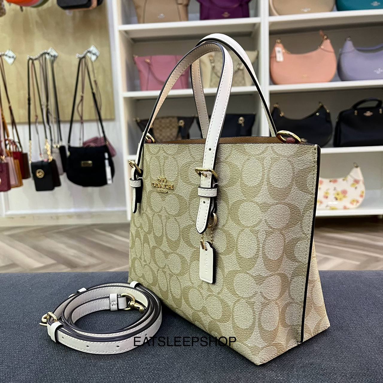 Original Coach Mollie Tote 25 In Colorblock Canvas and Smooth