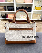 Load image into Gallery viewer, MICHAEL KORS REED CENTER ZIP SMALL SATCHEL IN SIGNATURE VANILLA
