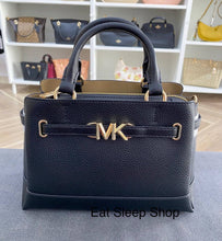 Load image into Gallery viewer, MICHAEL KORS REED CENTER ZIP SMALL SATCHEL IN BLACK
