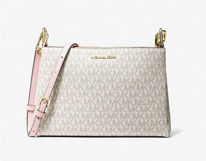 MICHAEL KORS TRISHA MEDIUM LOGO CROSSBODY IN POWDER BLUSH