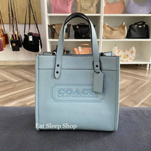 Load image into Gallery viewer, COACH POLISH PEBBLE LEATHER FIELD TOTE 22 IN AQUA CA089
