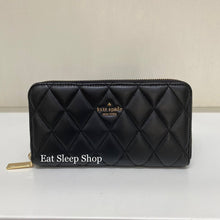 Load image into Gallery viewer, KATE SPADE CAREY SMOOTH QUILTED LEATHER LARGE CONTINENTAL WALLET IN BLACK
