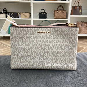 MICHAEL KORS TRISHA MEDIUM LOGO CROSSBODY IN POWDER BLUSH