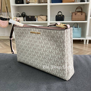 MICHAEL KORS TRISHA MEDIUM LOGO CROSSBODY IN POWDER BLUSH