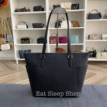 Load image into Gallery viewer, MICHAEL KORS LARGE CHARLOTTE TOP ZIP TOTE IN BLACK
