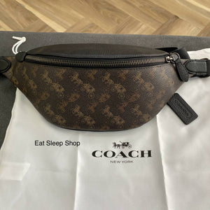 COACH CHARTER BELT BAG 7 CM343 IN HORSE AND CARRIAGE TRUFFLE/BLACK