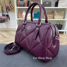 Load image into Gallery viewer, COACH ROWAN SATCHEL WITH PUFFY DIAMOND QUILTING IN SV/DEEP BERRY (CJ610)
