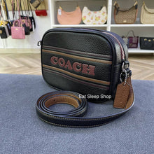 Load image into Gallery viewer, COACH MINI JAMIE CAMERA BAG with COACH STRIPE IN SV/BLACK SADDLE (CH308)
